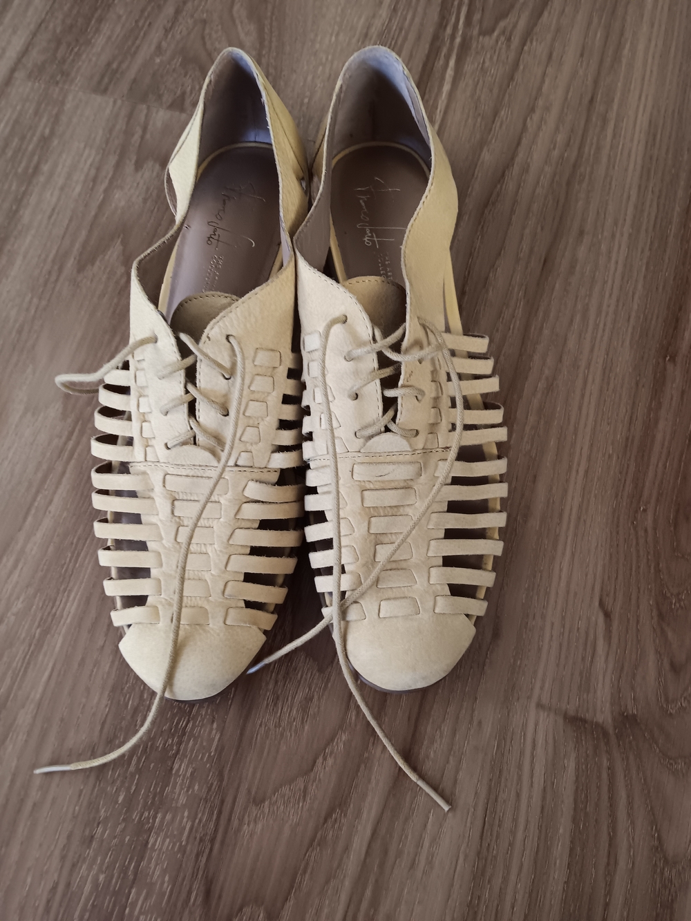Franco Sarto Yellow Woven Lace-Up Flats